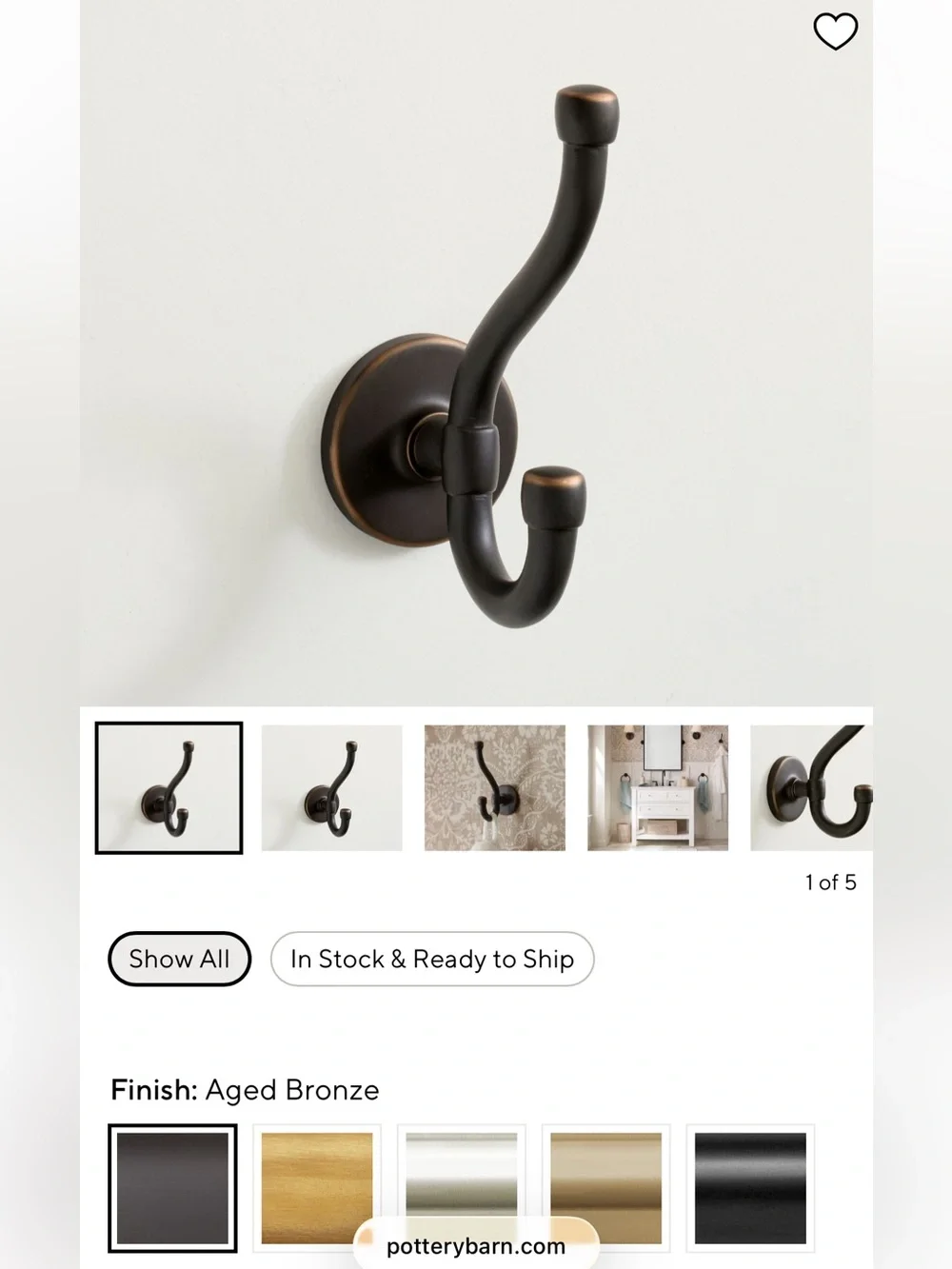 Sansome Oil-Rubbed Bronze Double Wall Hook